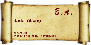 Bade Abony névjegykártya